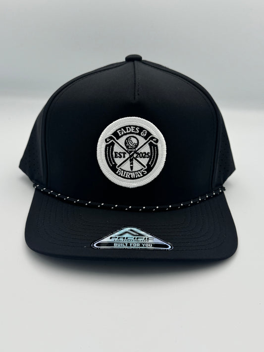 Fades & Fairways Signature Performance snapback (Black & white)